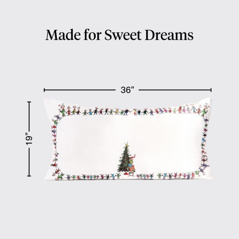 Funda de almohada Kitsch 48x91 cm Who-Ville de satén con cremallera oculta