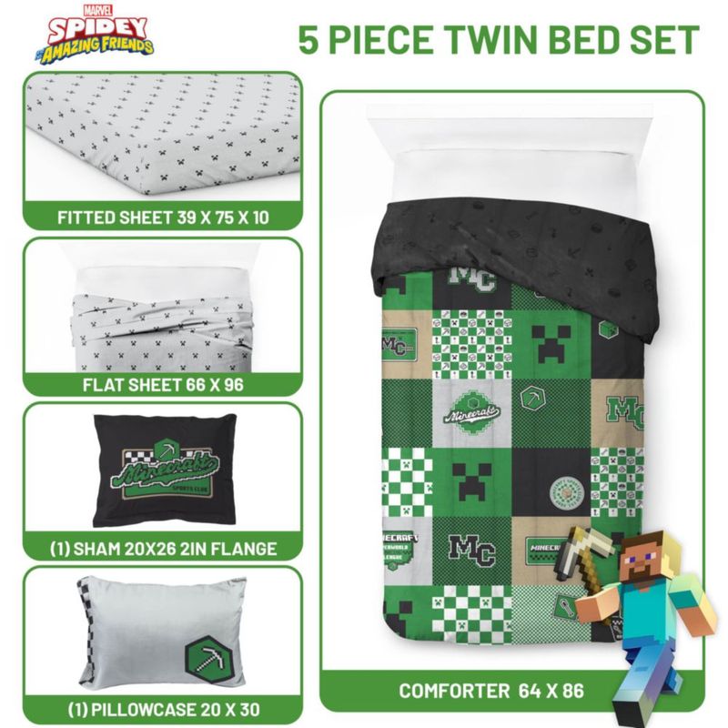 Juego de ropa de cama Jay Franco Twin 5 piezas Minecraft