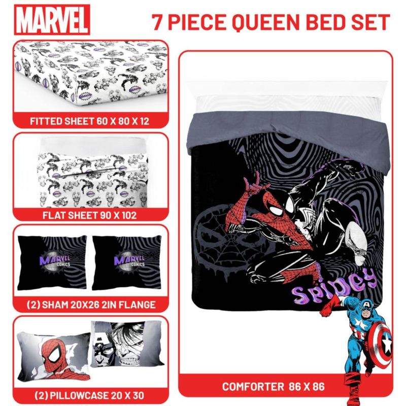 Juego de ropa de cama Jay Franco Queen 7 piezas Spiderman (Marvel) negro