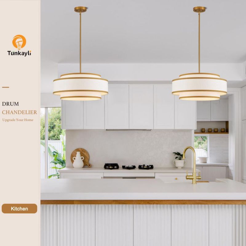 Candelabro Tunkayli 50 cm 4 luces de lino dorado