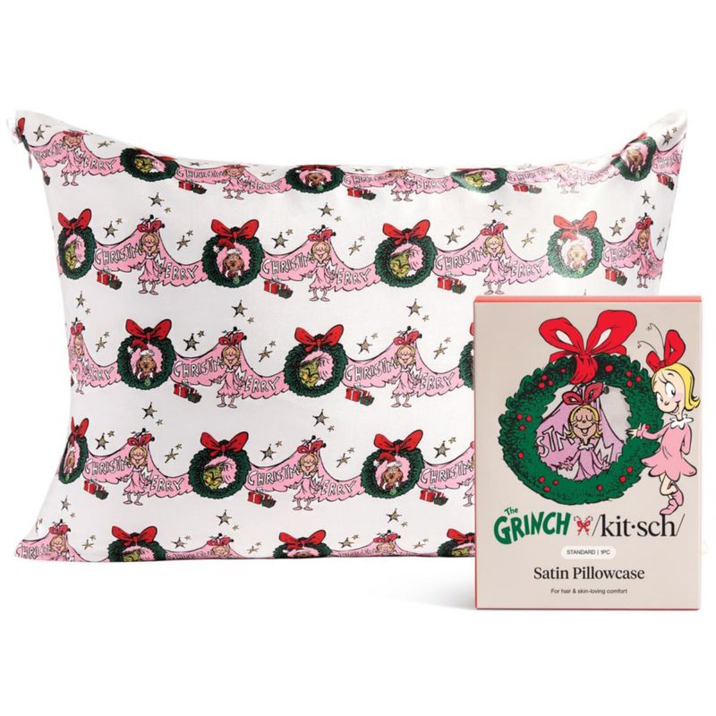 Funda de almohada de satén Kitsch 48x66 cm The Grinch x Cindy Lou