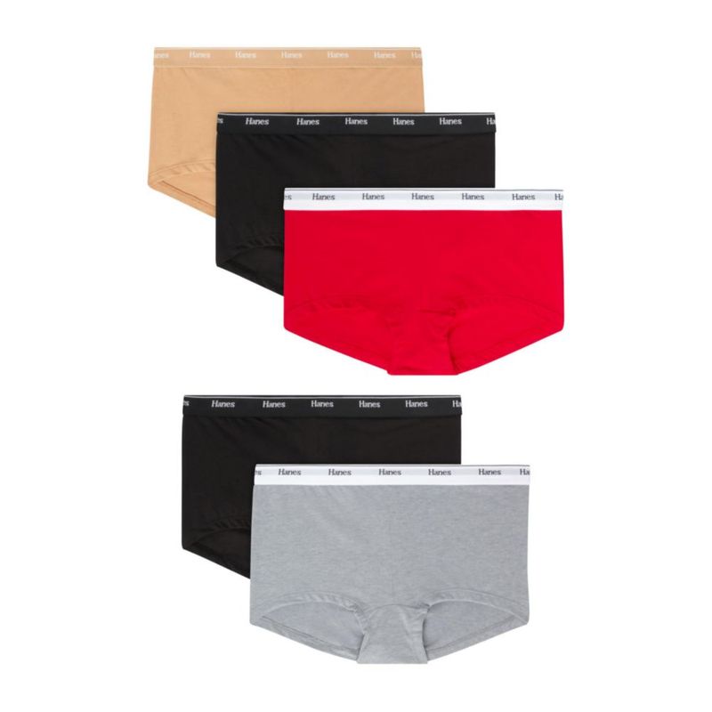 Braguitas Hanes Boy Short 5‑paquete algodón‑stretch