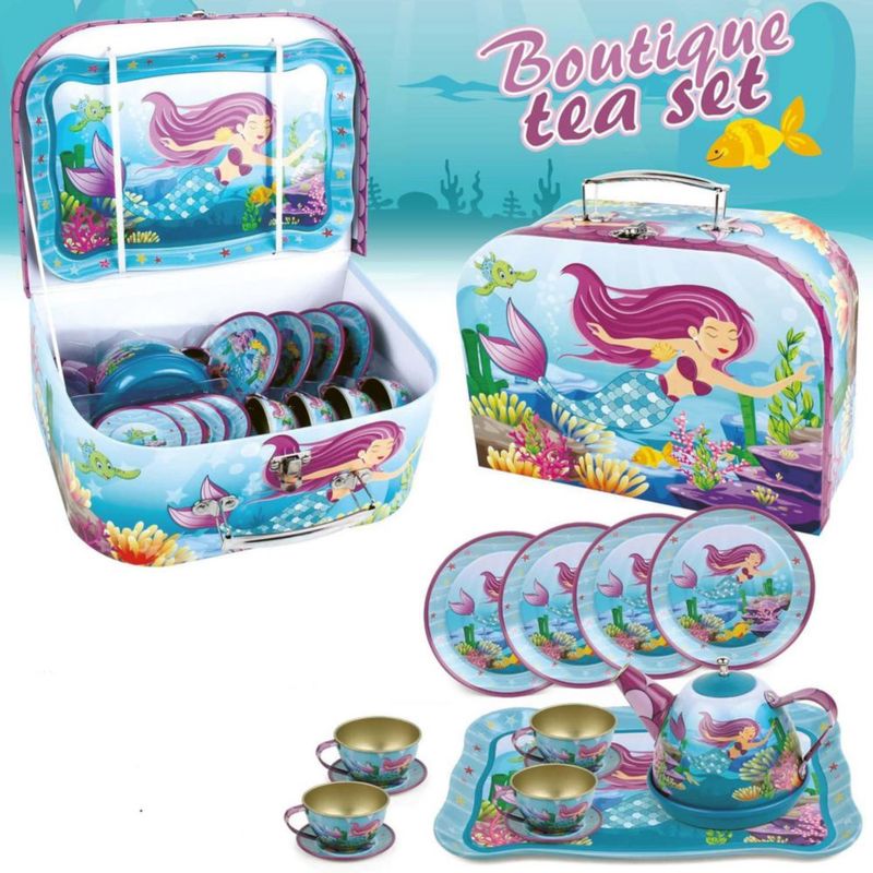Juego de té Liberty Imports de 15 piezas Sirena para cocina de juguete