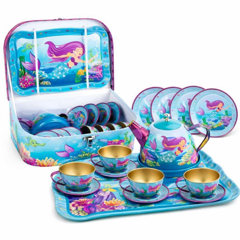 Juego de té Liberty Imports de 15 piezas Sirena para cocina de juguete