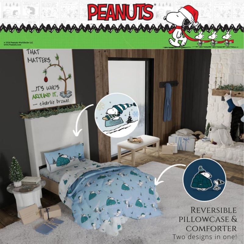 Juego de Cama Franco Twin 5 piezas Snoopy con Abrigo de Plumón
