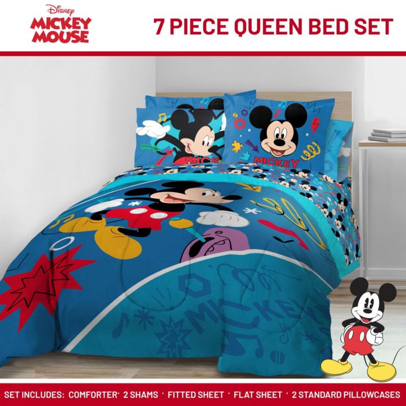 Juego de ropa de cama Jay Franco Queen Mickey Mouse azul – 7 piezas