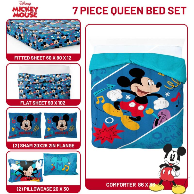 Juego de ropa de cama Jay Franco Queen Mickey Mouse azul – 7 piezas