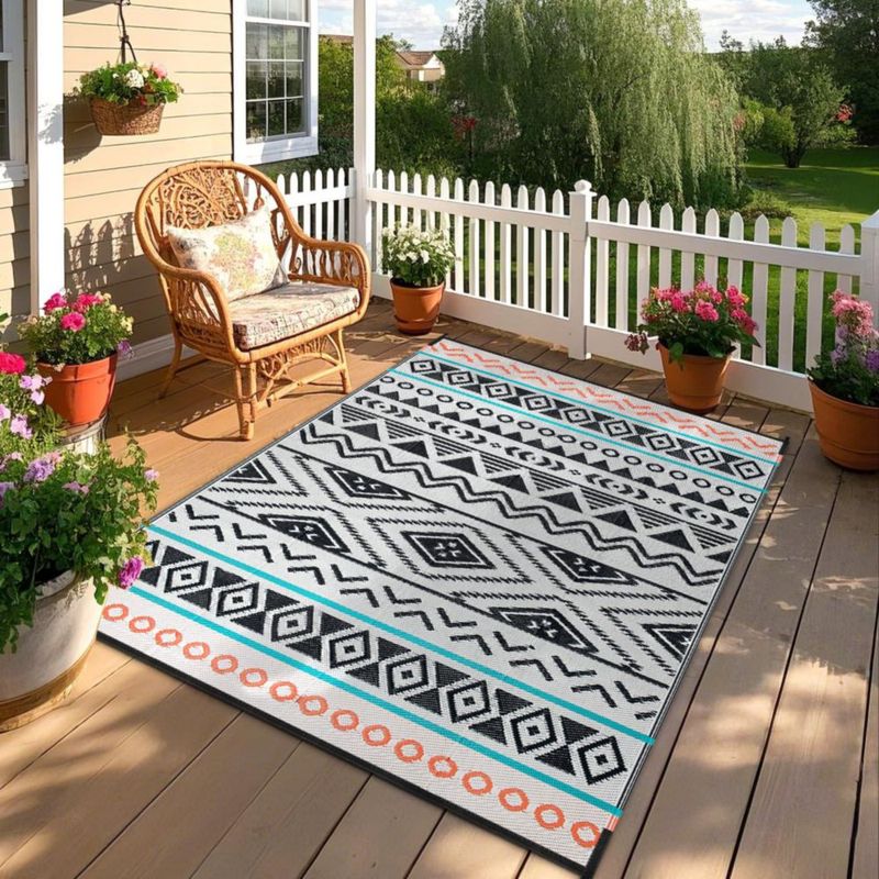 Alfombra para patio Kalafun 122x183 cm impermeable reversible