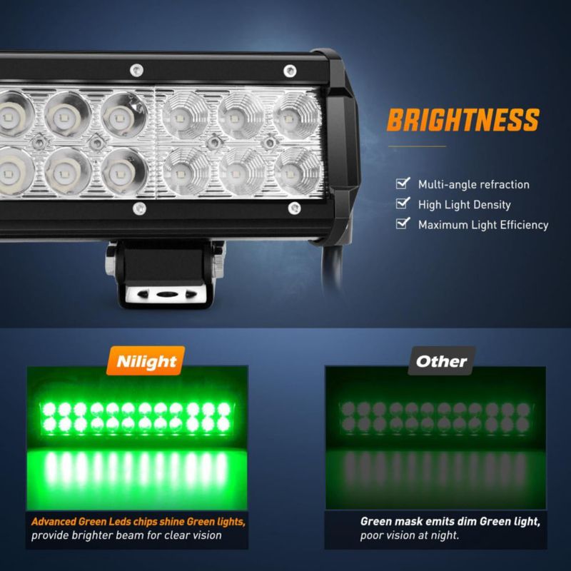 Barra de luz LED Nilight 30 cm 72 W Verde (spot y flood)