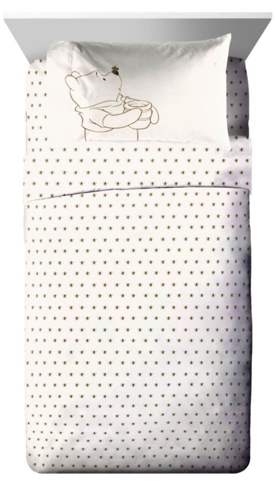 Juego de ropa de cama Jay Franco Twin de 5 piezas Winnie Pooh Beige
