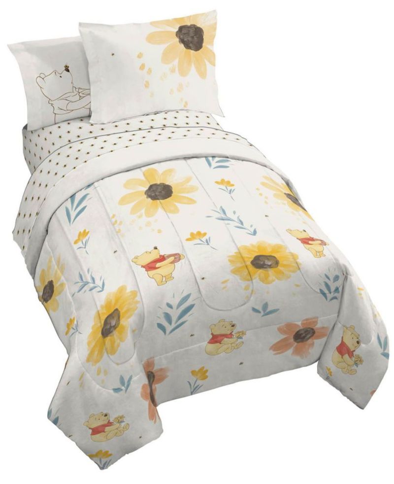 Juego de ropa de cama Jay Franco Twin de 5 piezas Winnie Pooh Beige