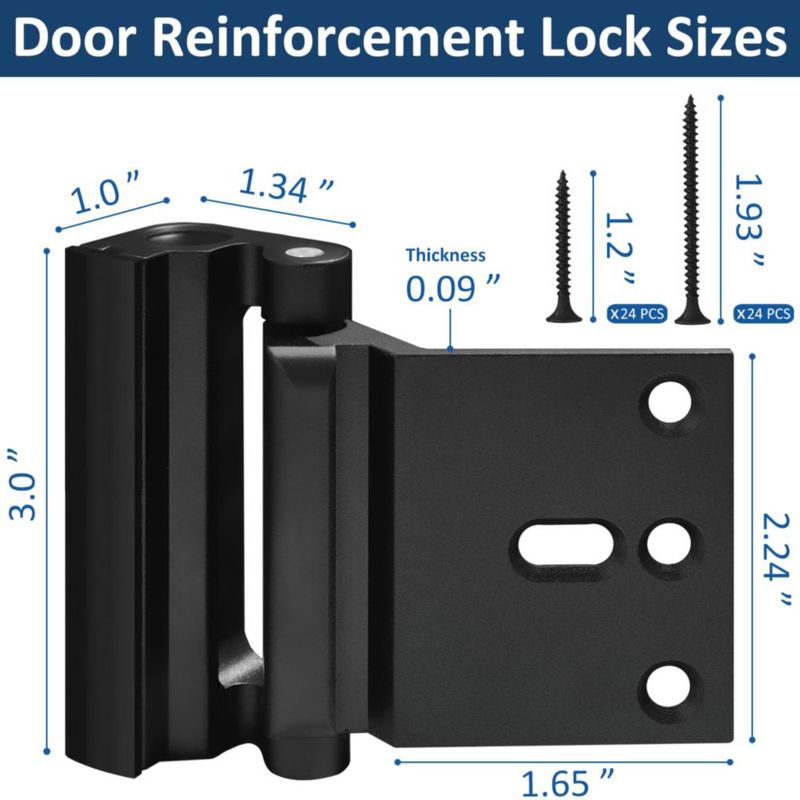 Cerradura de puerta ATZNZIK pack de 4 - resistencia de 800 lb (≈360 kg) - negro