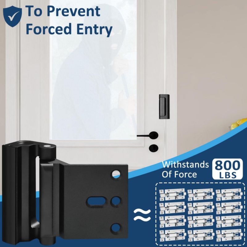 Cerradura de puerta ATZNZIK pack de 4 - resistencia de 800 lb (≈360 kg) - negro