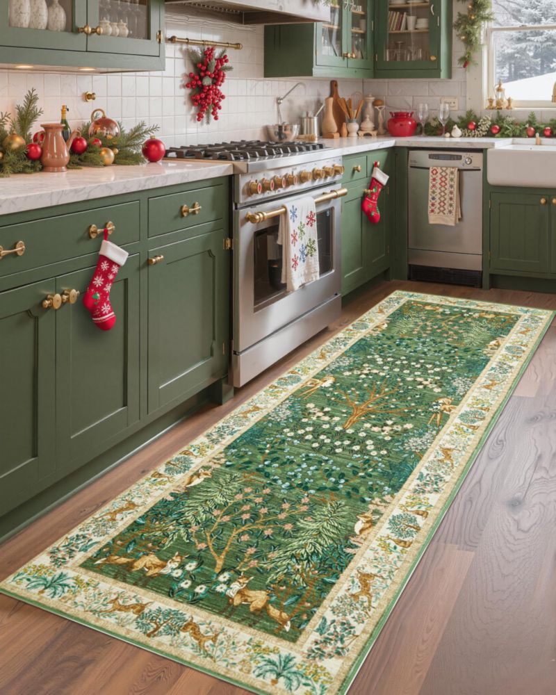 Alfombra GarveeHome 152 cm × 305 cm Lavable Antideslizante Selva