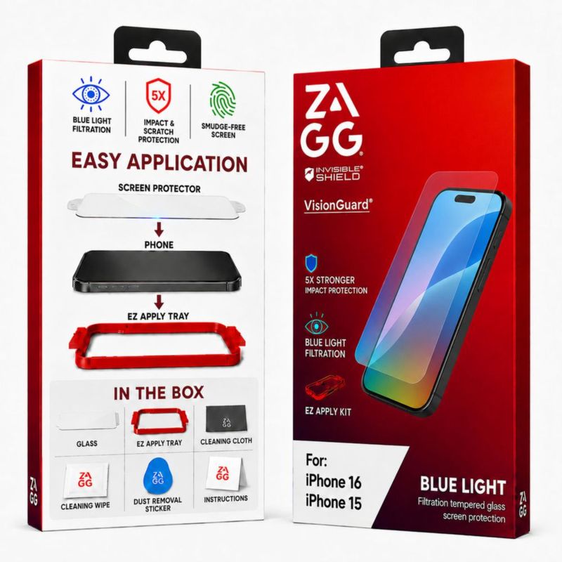 Protector de pantalla ZAGG iPhone 16/15 con filtro de luz azul