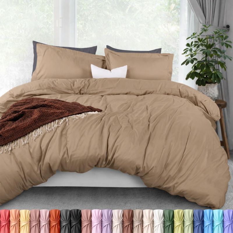 Juego de 3 piezas: funda de edredón King color arena de Utopia Bedding