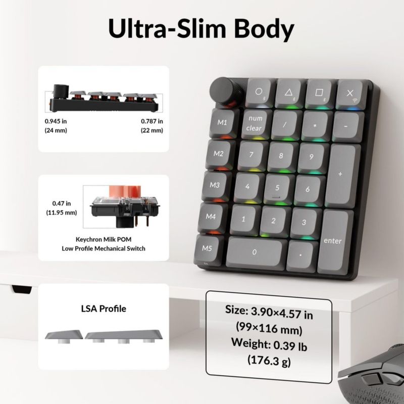 Teclado numérico inalámbrico Keychron K0 Max de 27 teclas con interruptor Red silencioso