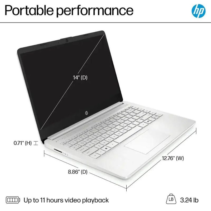 Portátil HP Stream 14" 8 GB RAM 128 GB SSD Windows 11 Blanco