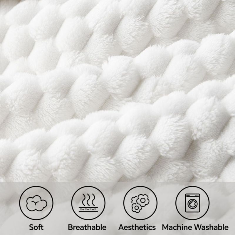 Manta BEDELITE 152 × 127 cm Blanca Suave y Acogedora Forro Polar