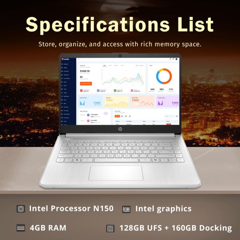Portátil HP 35 cm 4 GB RAM 288 GB SSD Windows 11 Wi‑Fi 6