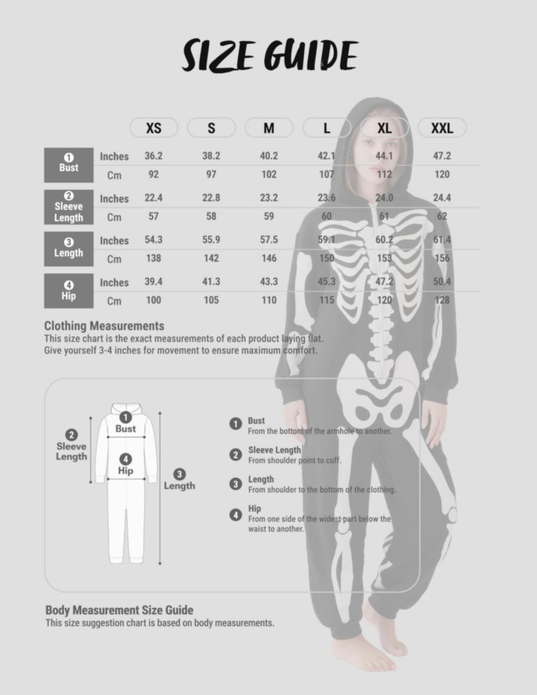 Pijamas Spooktacular Creations Mono de Esqueleto Talla L Negro