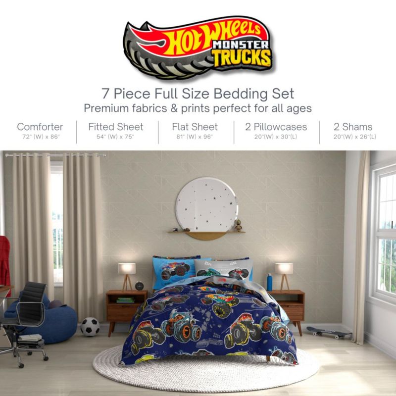Juego de ropa de cama Franco Full 7 piezas Monster Trucks Hot Wheels
