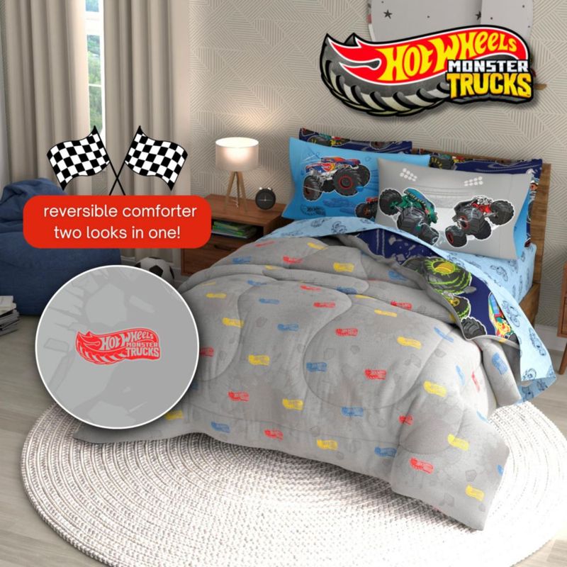 Juego de ropa de cama Franco Full 7 piezas Monster Trucks Hot Wheels