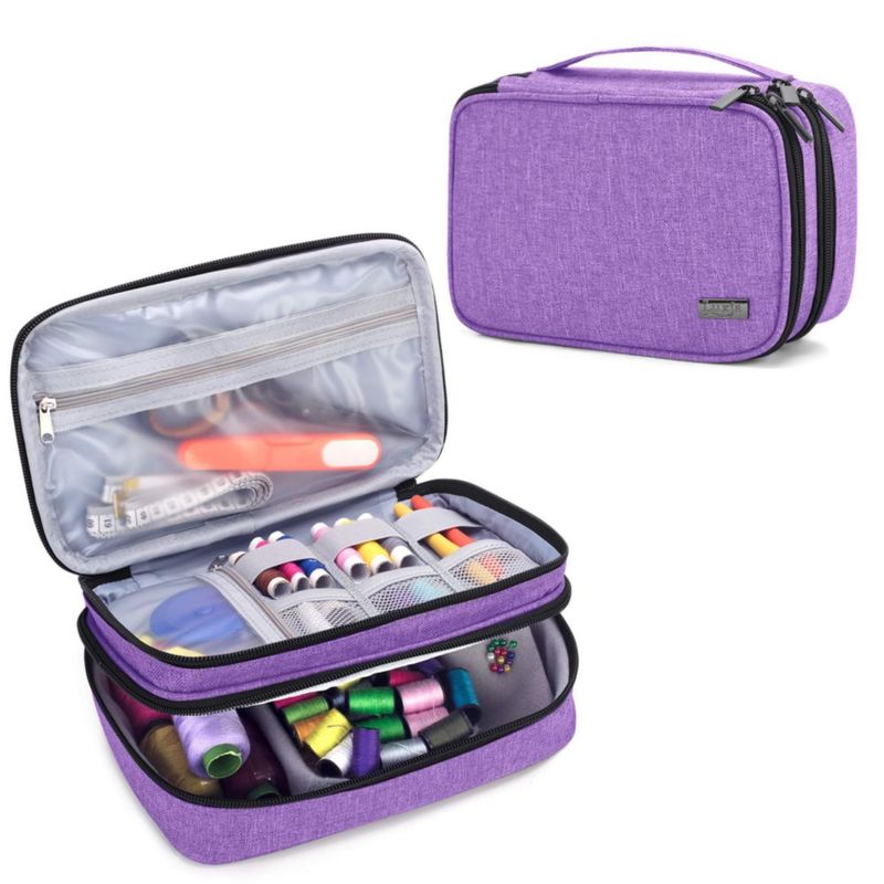 Organizador de costura LUXJA de 23 cm color púrpura de doble capa