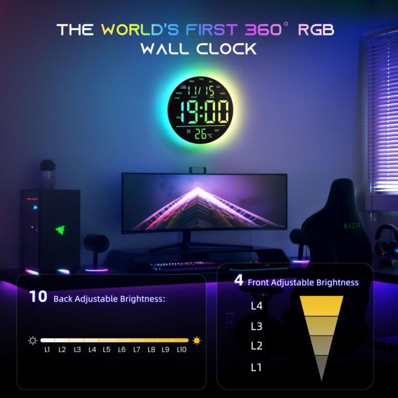 Reloj EASYERA 25 cm RGB con control remoto