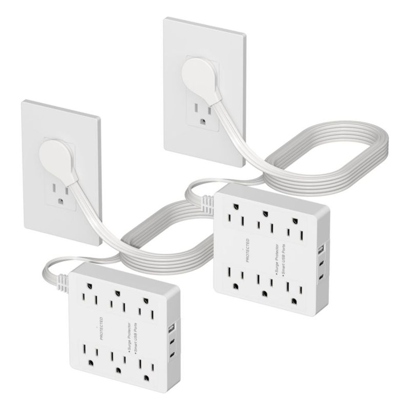 Regleta Extensora LIDER 6 Tomas + USB-C/A Enchufe Plano Inclinado