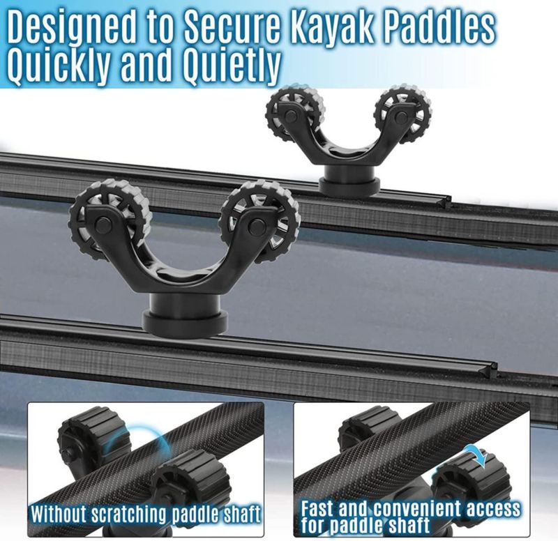 Soporte para Remo de Kayak Atader - Pack de 2 con Montaje en Riel Negro