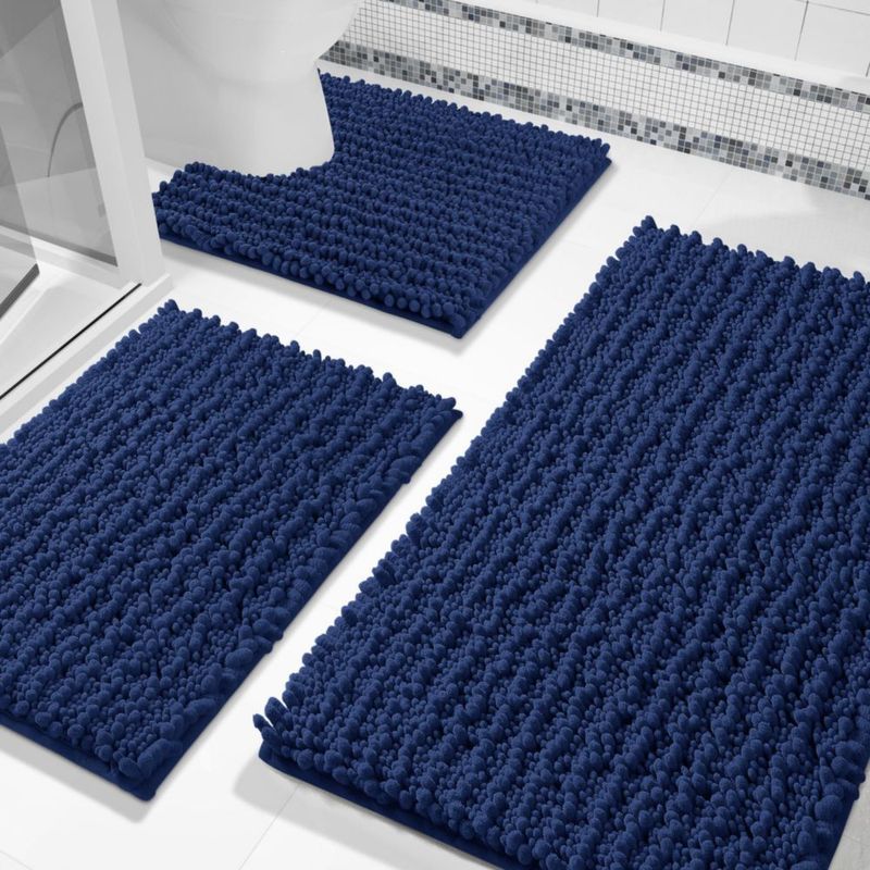 Juego de Alfombras de Baño Yimobra de 3 Piezas Azul Marino