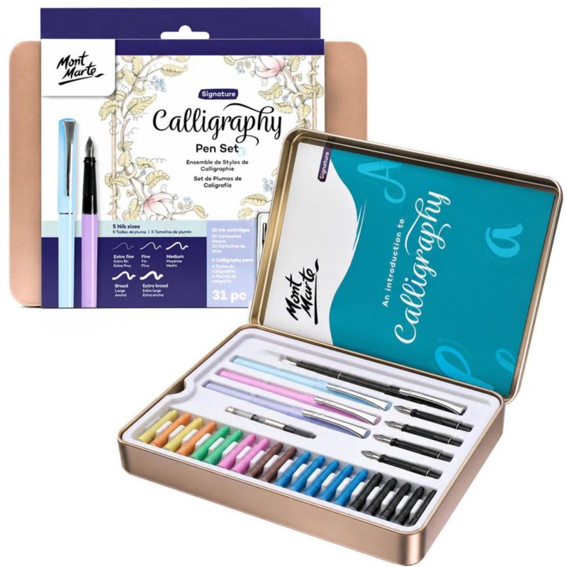 Juego de Caligrafía Mont Marte 32 piezas – Plumas y Puntas