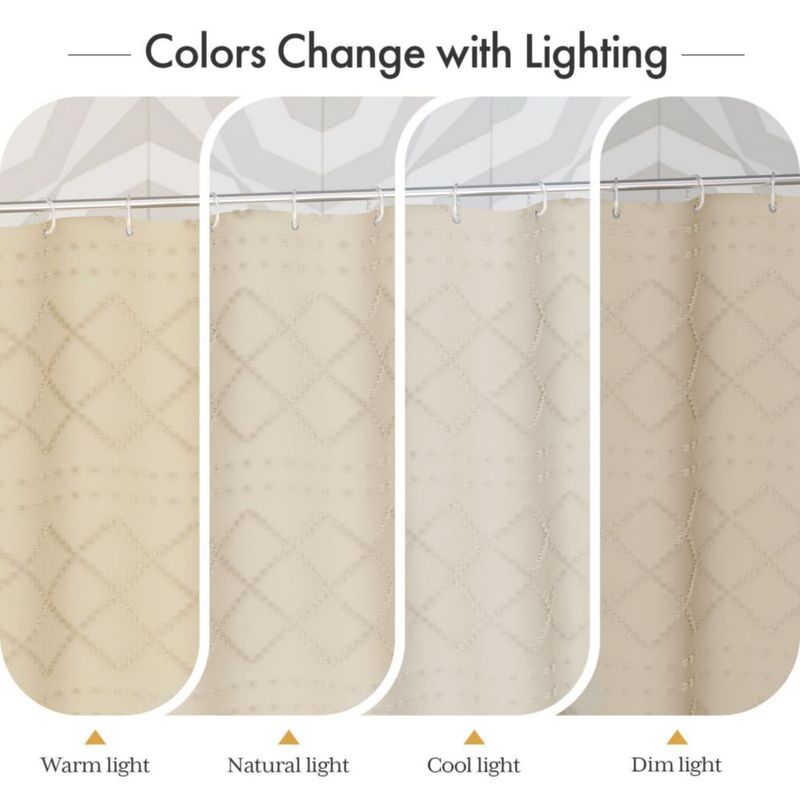 Cortina de Ducha Boho Farmhouse AmazerBath 183 cm Beige con Borlas