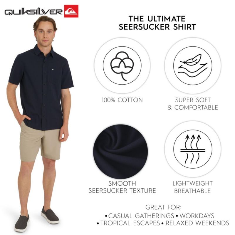 Camisa Quiksilver Corte Regular Seersucker Eclipse Talla Grande
