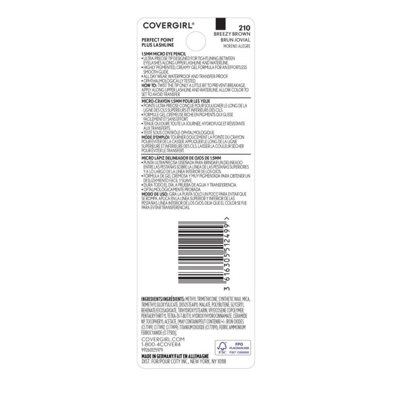 Lápiz de ojos COVERGIRL Breezy Brown resistente al agua 0002 oz