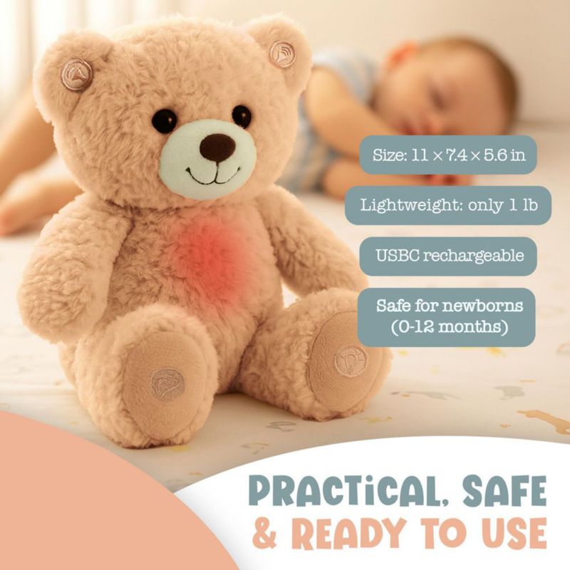 Osito de Peluche Gemma Joy 28 cm Calmante con Latido para Dormir