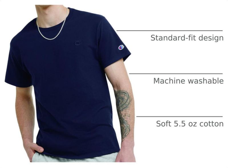 Camiseta Champion 4XL Alta Azul Marino Oscuro de Algodón