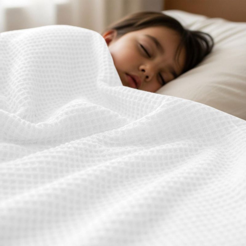 Manta Utopia Bedding Queen 229 × 229 cm Blanca con Tejido Waffle