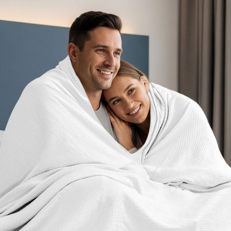 Manta Utopia Bedding Queen 229 × 229 cm Blanca con Tejido Waffle