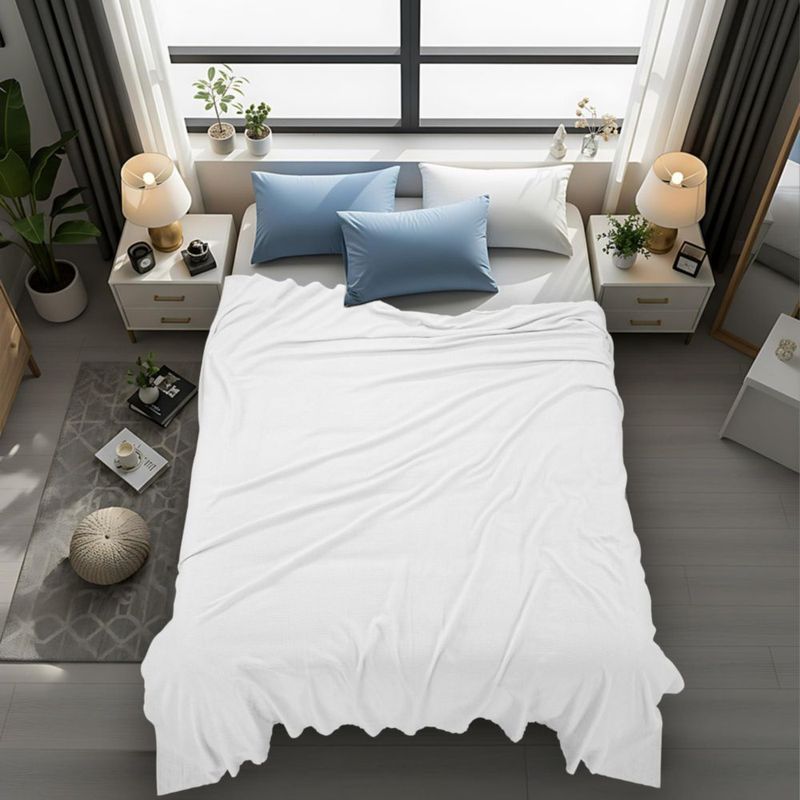 Manta Utopia Bedding Queen 229 × 229 cm Blanca con Tejido Waffle