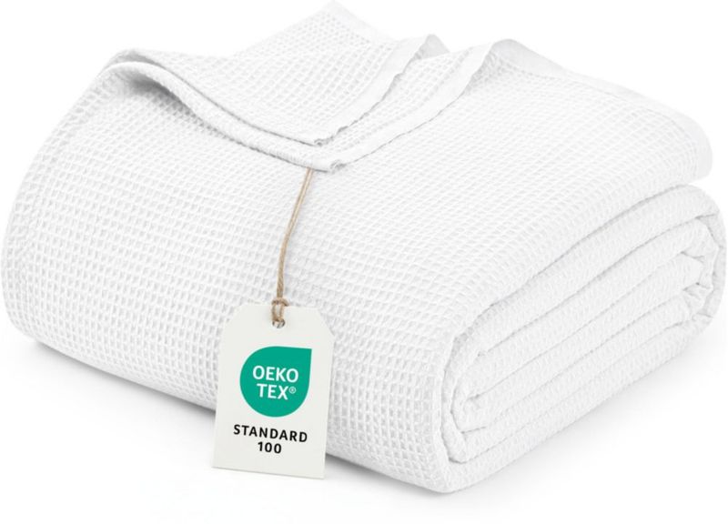 Manta Utopia Bedding Queen 229 × 229 cm Blanca con Tejido Waffle