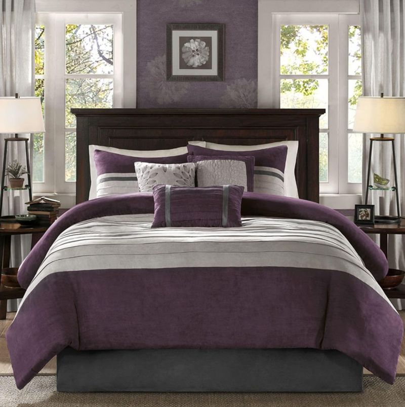 Juego de cama Madison Park Queen 229 × 229 cm 7 piezas color morado