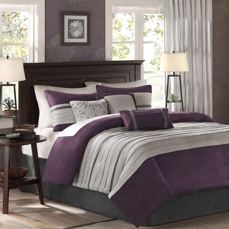 Juego de cama Madison Park Queen 229 × 229 cm 7 piezas color morado