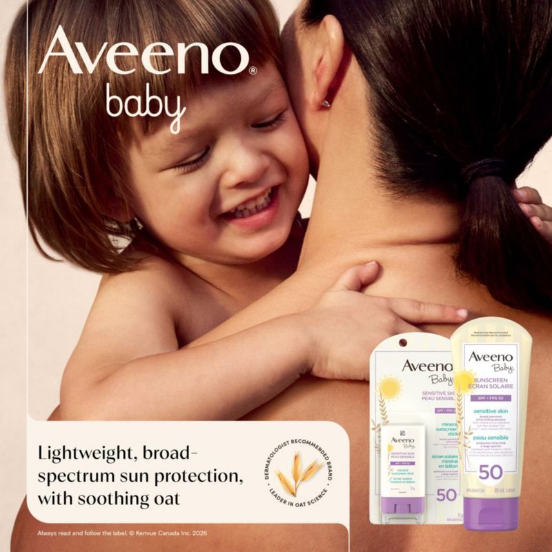 Protector solar Aveeno Baby SPF 50 88 ml para piel sensible