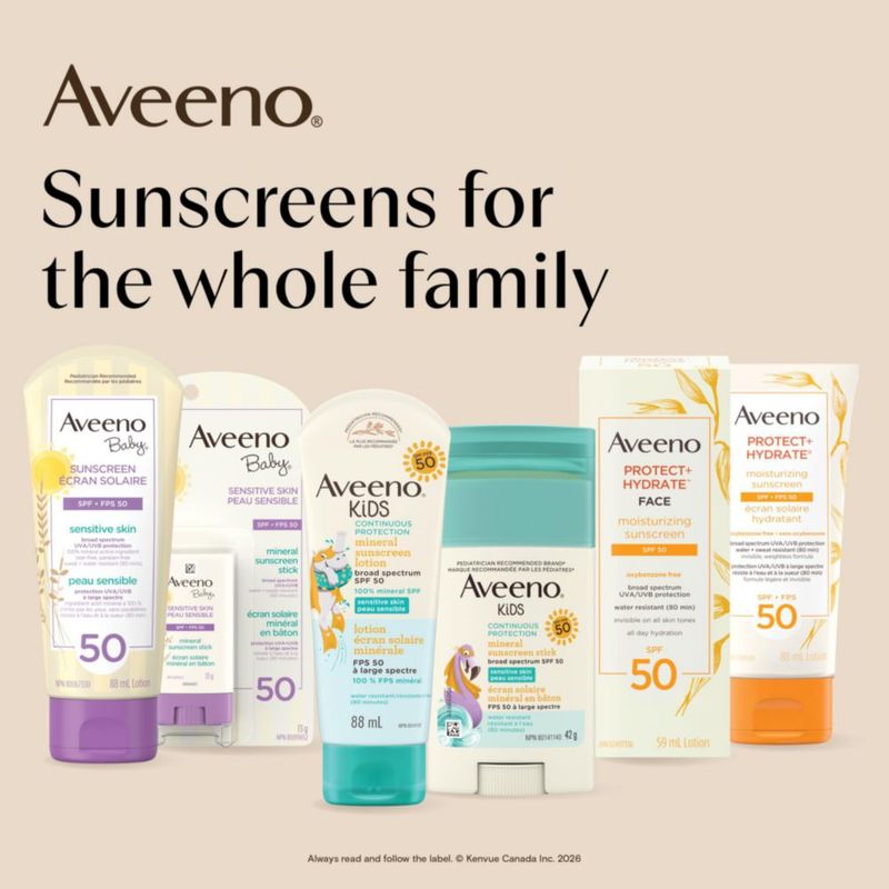 Protector solar Aveeno Baby SPF 50 88 ml para piel sensible