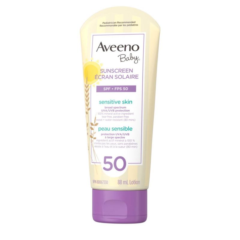 Protector solar Aveeno Baby SPF 50 88 ml para piel sensible