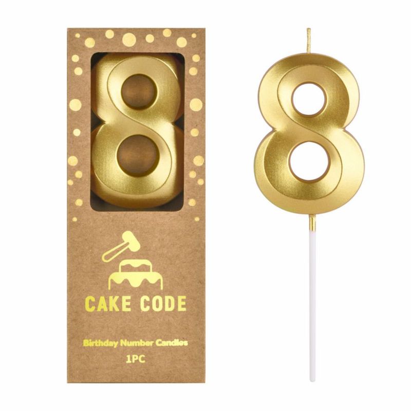 Vela de Pastel CAKE CODE Código Pastel Número 8 7 cm Dorada