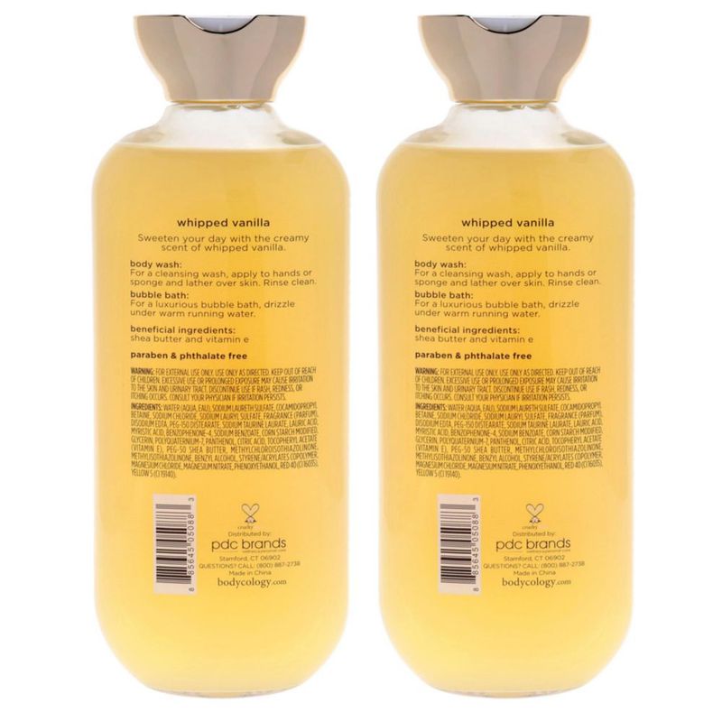 Gel de baño y baño de burbujas Bodycology Whipped Vanilla 480 ml paquete de 2