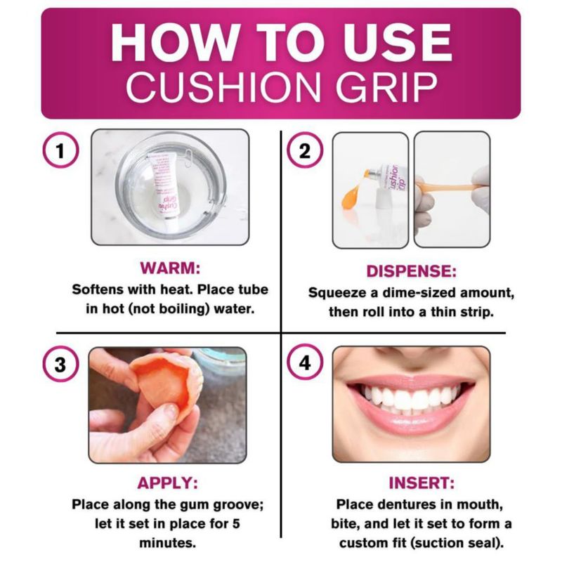 Adhesivo para Dentaduras Postizas Cushion Grip 10 g (Pack de 10) Impermeable